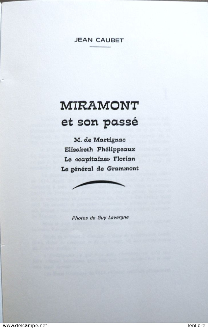 MIRAMONT Et Son PASSE. Jean Caubet. Imprimerie Owen. Sans Date. - Aquitaine