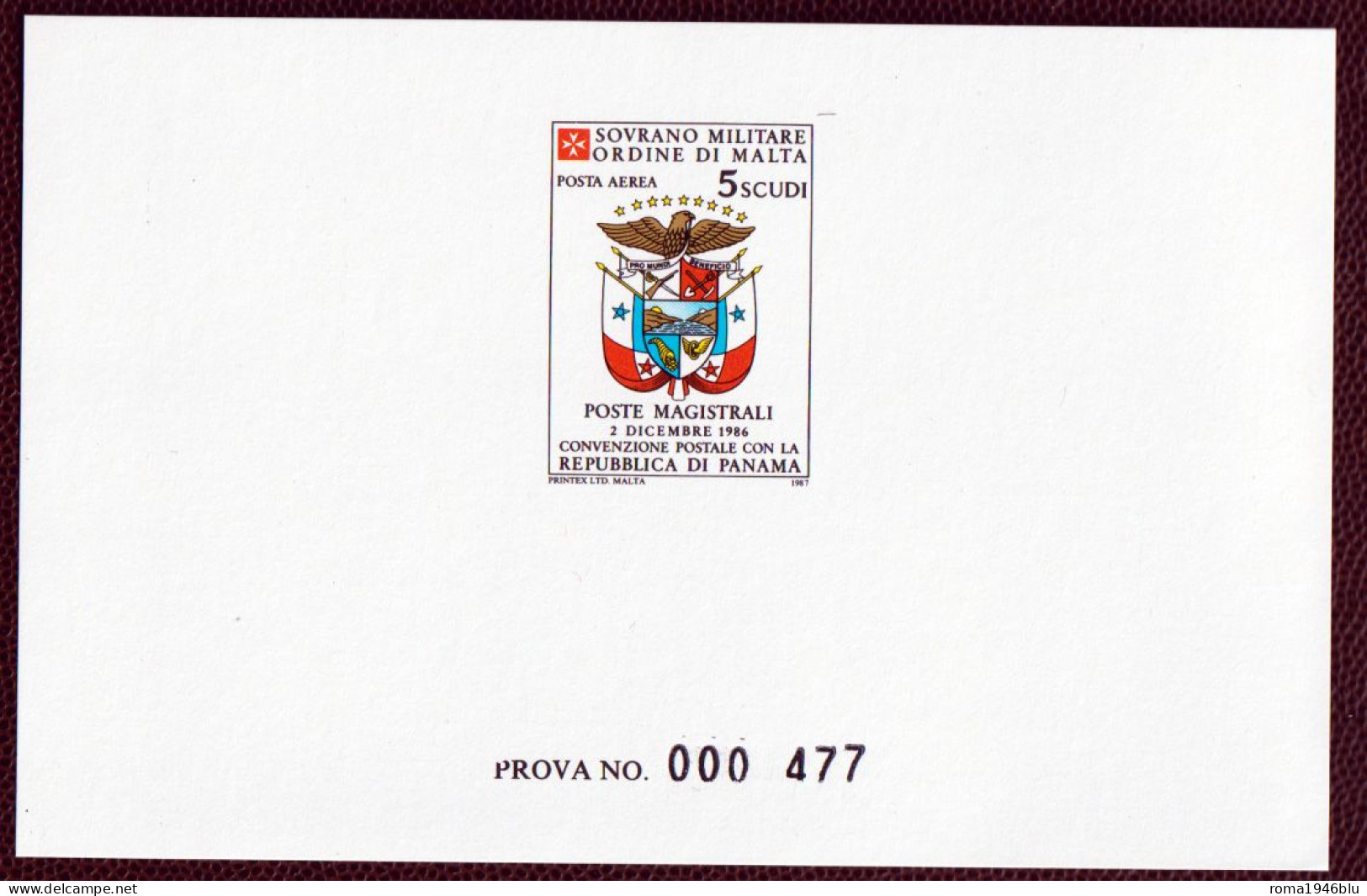 SMOM PROVE 1987 Unif.A30 Perfetta/VF - Malta (Orde Van)