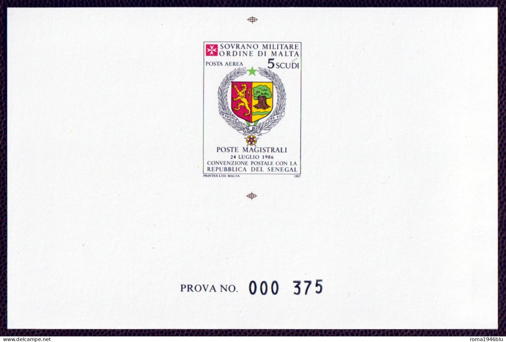 SMOM PROVE 1987 Unif.A27 Perfetta/VF - Sovrano Militare Ordine Di Malta