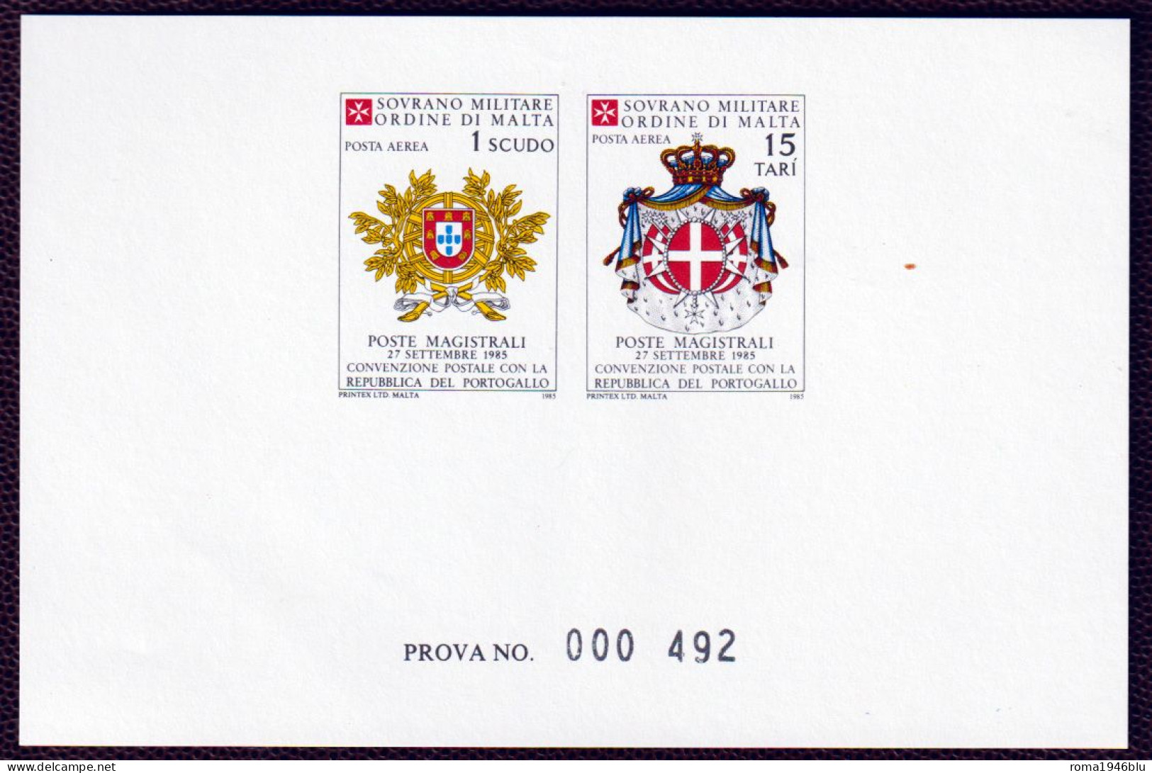 SMOM PROVE 1985 Unif.A19/20 Perfetta/VF - Sovrano Militare Ordine Di Malta