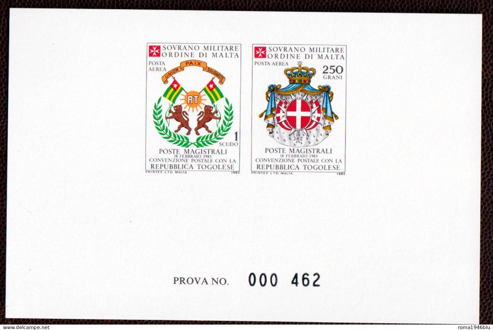 SMOM PROVE 1983 Unif.A3/4 Perfetta/VF - Malta (Orde Van)
