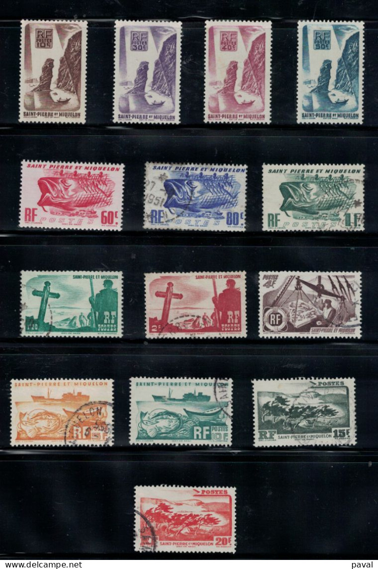 LOT DE 14 TP EN MAJORITE OBLITERES, COTE 28,75€, 1947, SAINT PIERRE ET MIQUELON. - Usati