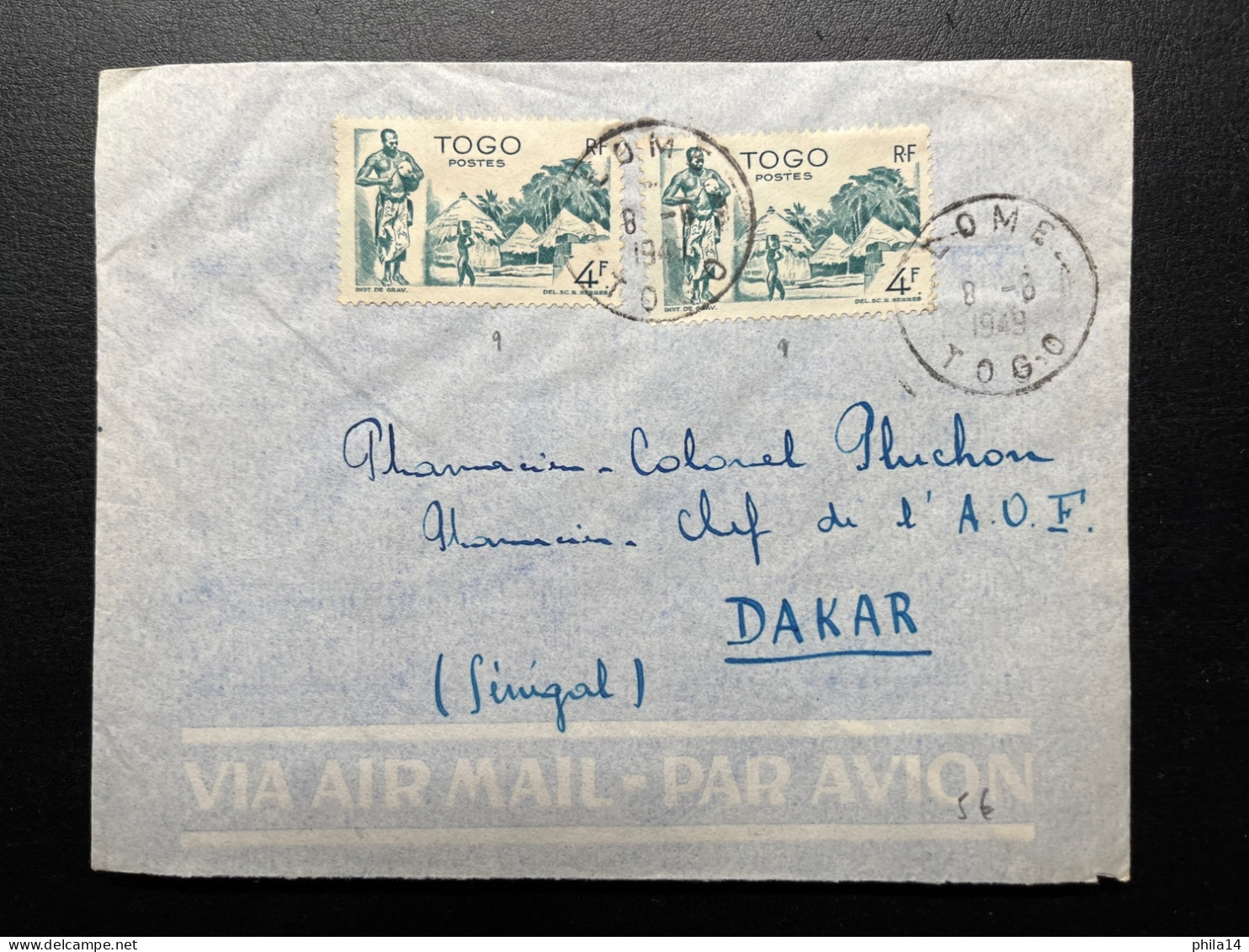 ENVELOPPE TOGO / LOME POUR DAKAR SENEGAL / 1949 - Lettres & Documents