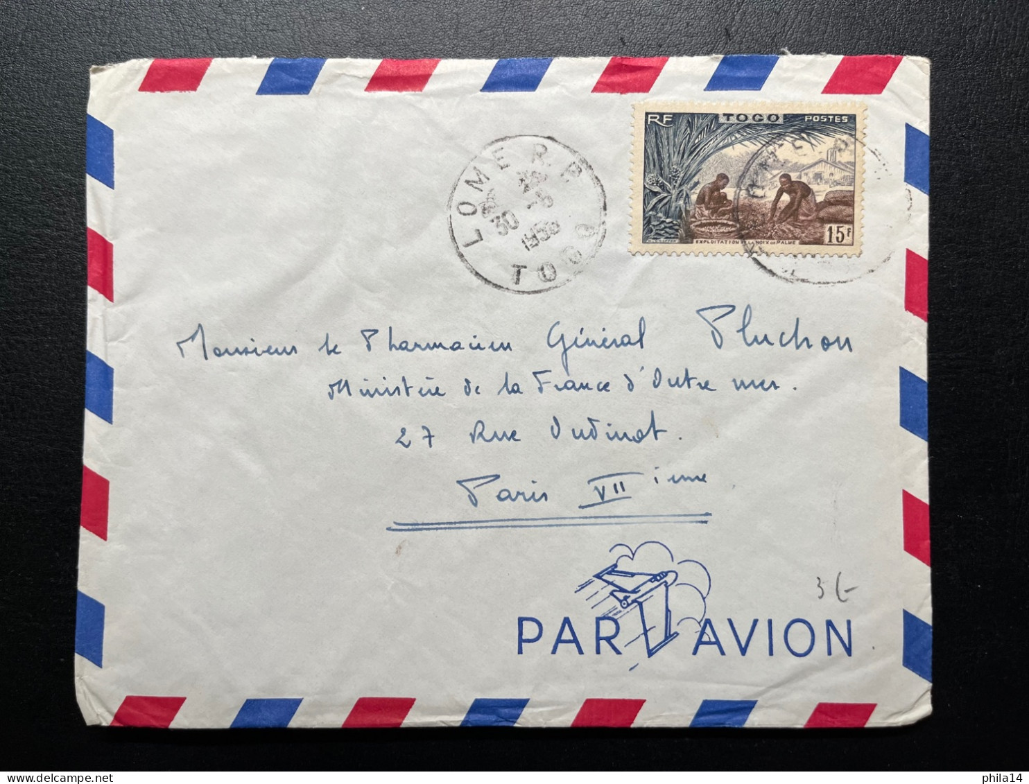 ENVELOPPE TOGO / LOME POUR PARIS / 1958 - Lettres & Documents