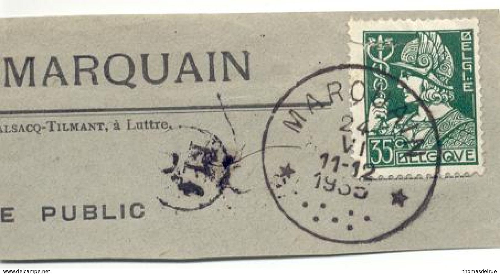 Rs215:N°340 Op Fragm:sterstempel:*MARQUAIN* - 1932 Ceres Und Mercure