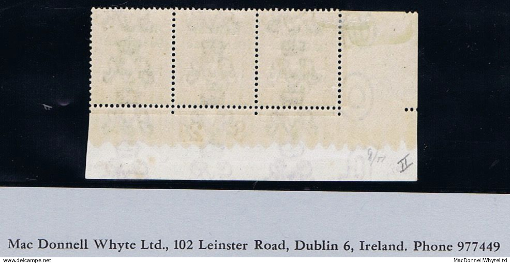 Ireland 1922 (Feb.) Thom Rialtas 5-line Overprint In Black On 2d Orange Die 1, Control S21 Imperf Corner Strip Of 3 Mint - Unused Stamps