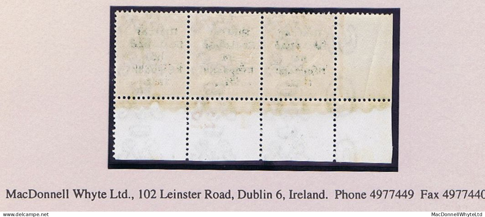 Ireland 1922 (July) Thom Rialtas 5-line Overprint In Blue-black On 2d Orange Die 2, Control T22 Perf Corner Strip Of 3 M - Ungebraucht