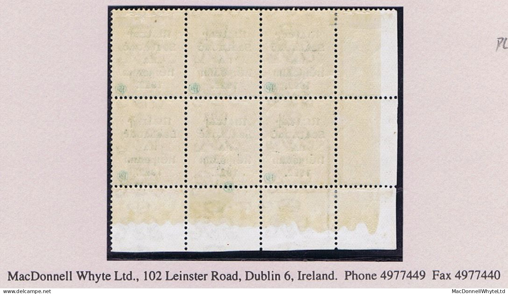 Ireland 1922 (July) Thom Rialtas 5-line Overprint In Blue-black On 2d Orange Die 2,  Control T22 Perf Corner Block Of 6 - Ongebruikt