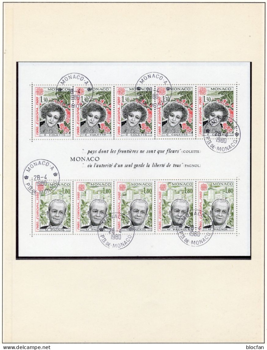 CEPT Persönlichkeiten 1980 Monaco Block 16 O 8€ Schriftsteller Colette Poet Pagnol Bloque Hoja Blocs VIP Sheet Bf EUROPA - Usati