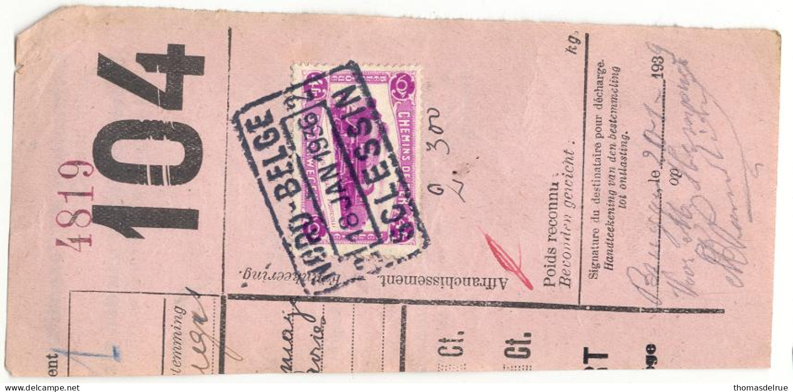 Dc36: Fragment: NORD BELGE 2 SCLESSIN 2 / N° SP 176 - Nord Belge