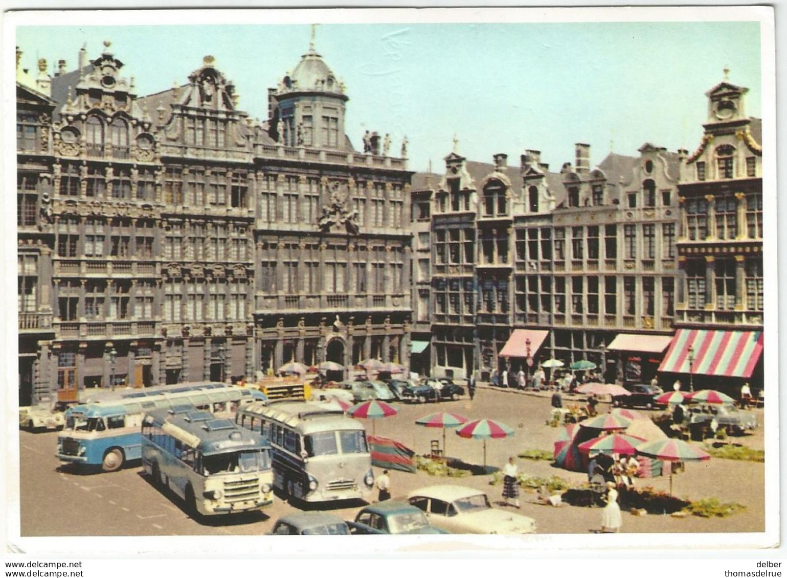 8Eb-554: Brussel '50's"...grote Markt: Autobussen..auto's.... - Navegación - Puerto