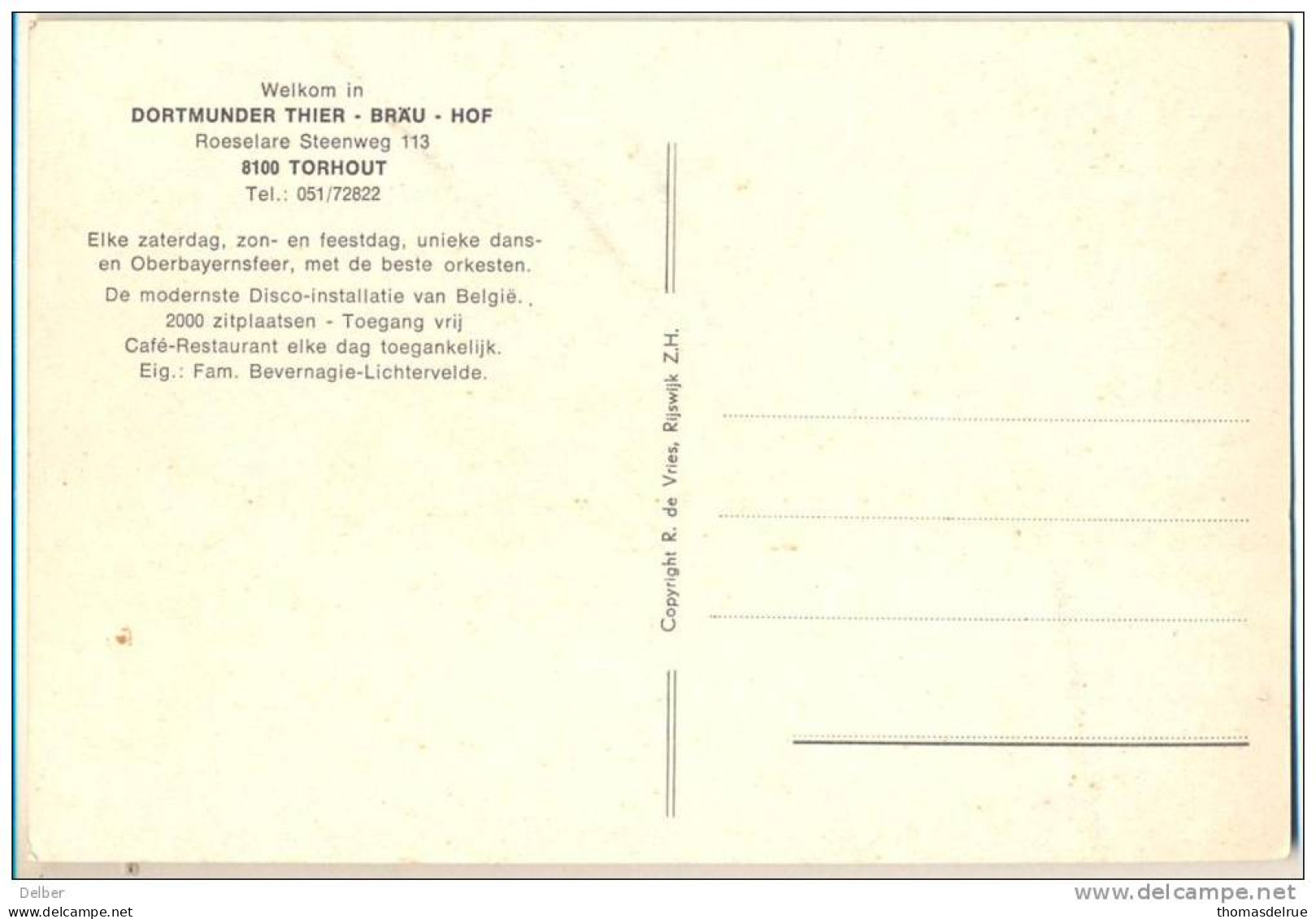_Np014:  Welkom In DORTMUNDER THIER-BRAU-HOF Roeselare Steenweg 113 8100 TORHOUT .... - Torhout