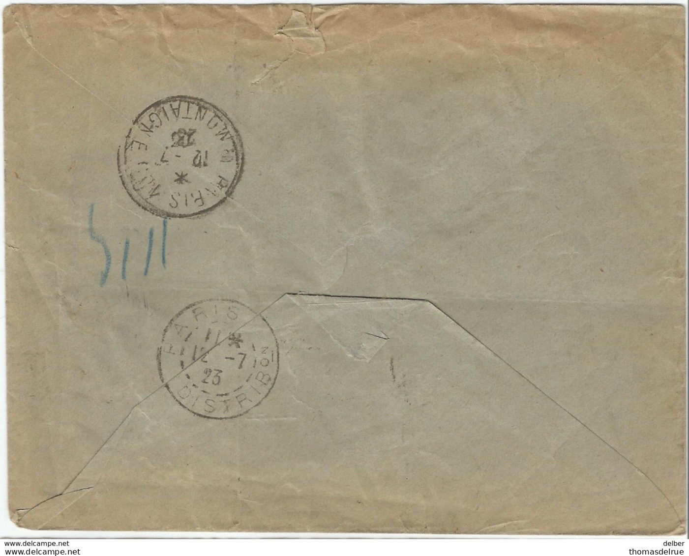 6Rm970: EXPRES / SPOEDBESTELLING 11 VII 1923 > Paris...omslag Iets Beschadigd.. - 1921-1925 Small Montenez