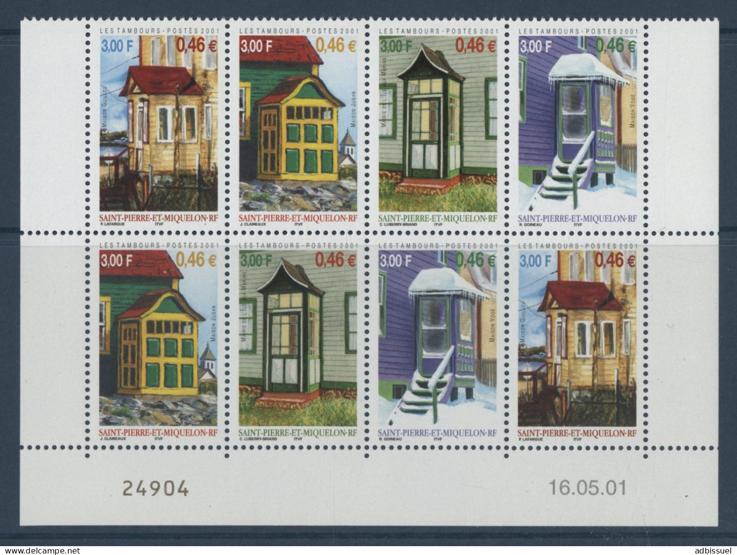 S. P. M. N° 746 à 749 (x 2)  Neuf ** (MNH) Bas De Feuille Avec Coin Daté Du 16/05/01 TB - Unused Stamps