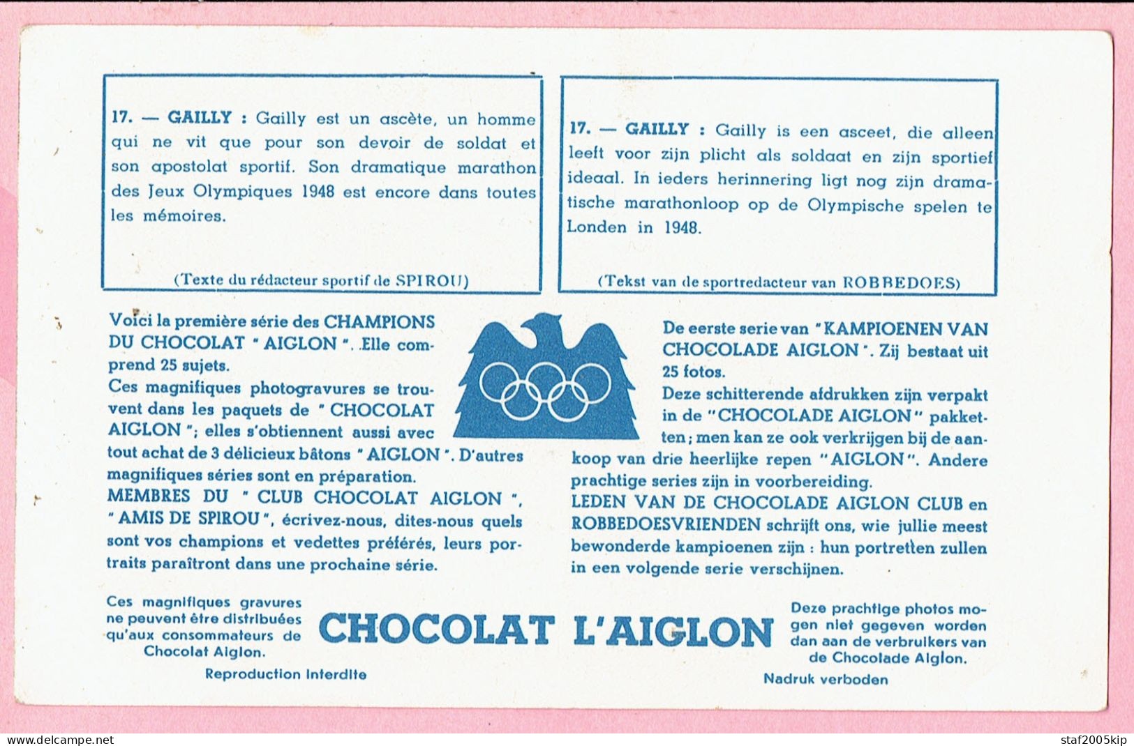 Chromo - Chocolat Aiglon - GAILLY - Marathonloper - Aiglon