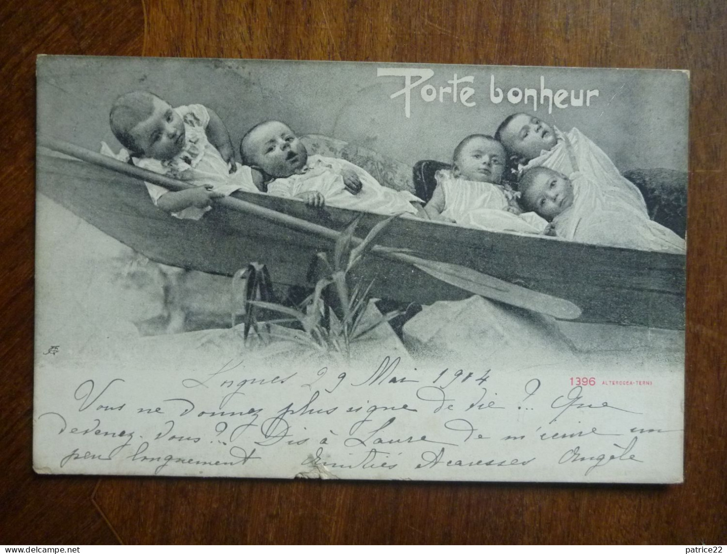 CPA Inédite 1904 - PORTE BONHEUR ENFANTS BEBES DANS UNE BARQUE écrite De Signes Cachet De Draguignan - Signes