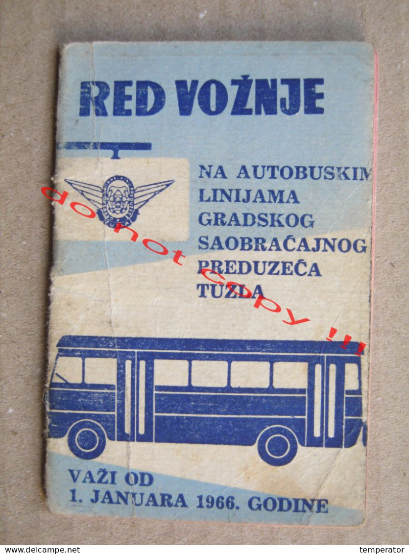 Bus Timetable, Red Voznje - SFRJ Yugoslavia, Bosnia, Tuzla ( 1966 ) 32 Pages - Europa