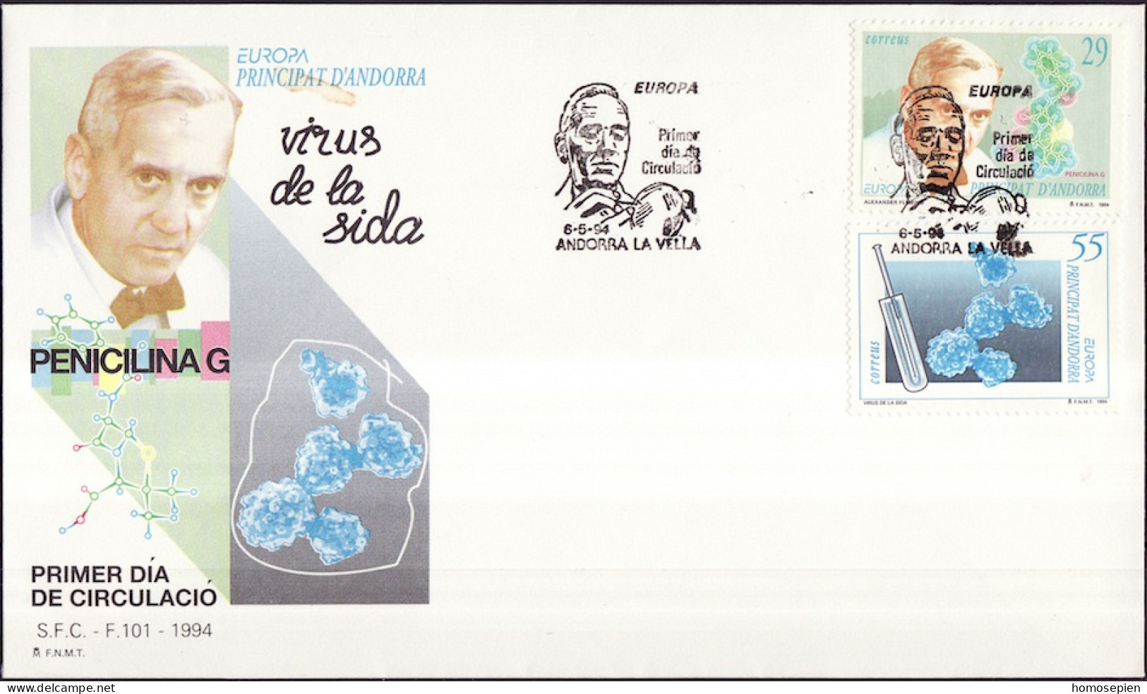 Andorre Espagnol - Andorra FDC 1994 Y&T N°227 à 228 - Michel N°237 à 238 - EUROPA - Lettres & Documents