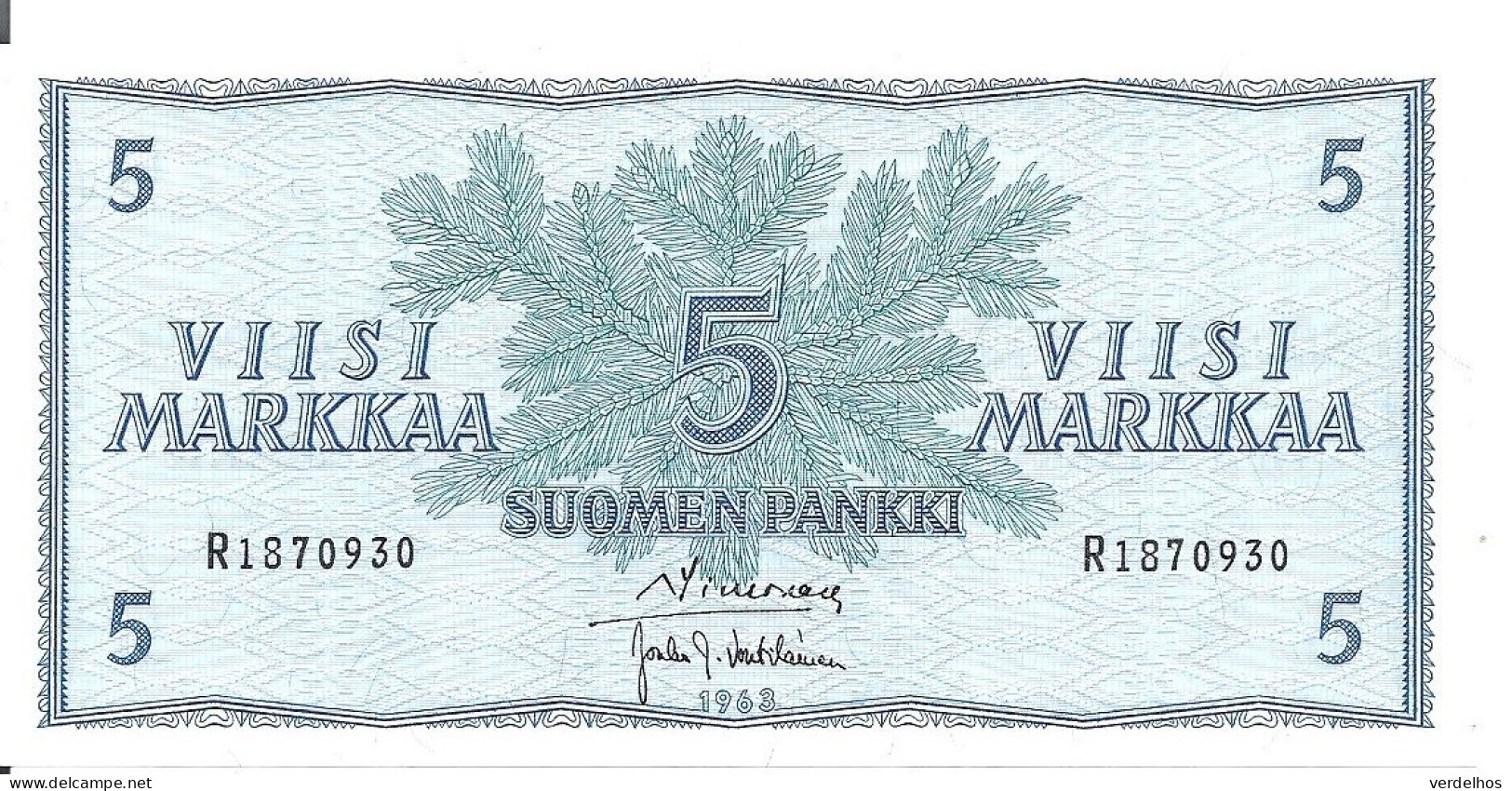 FINLANDE 5 MARKKA 1963 UNC P 99 - Finlande