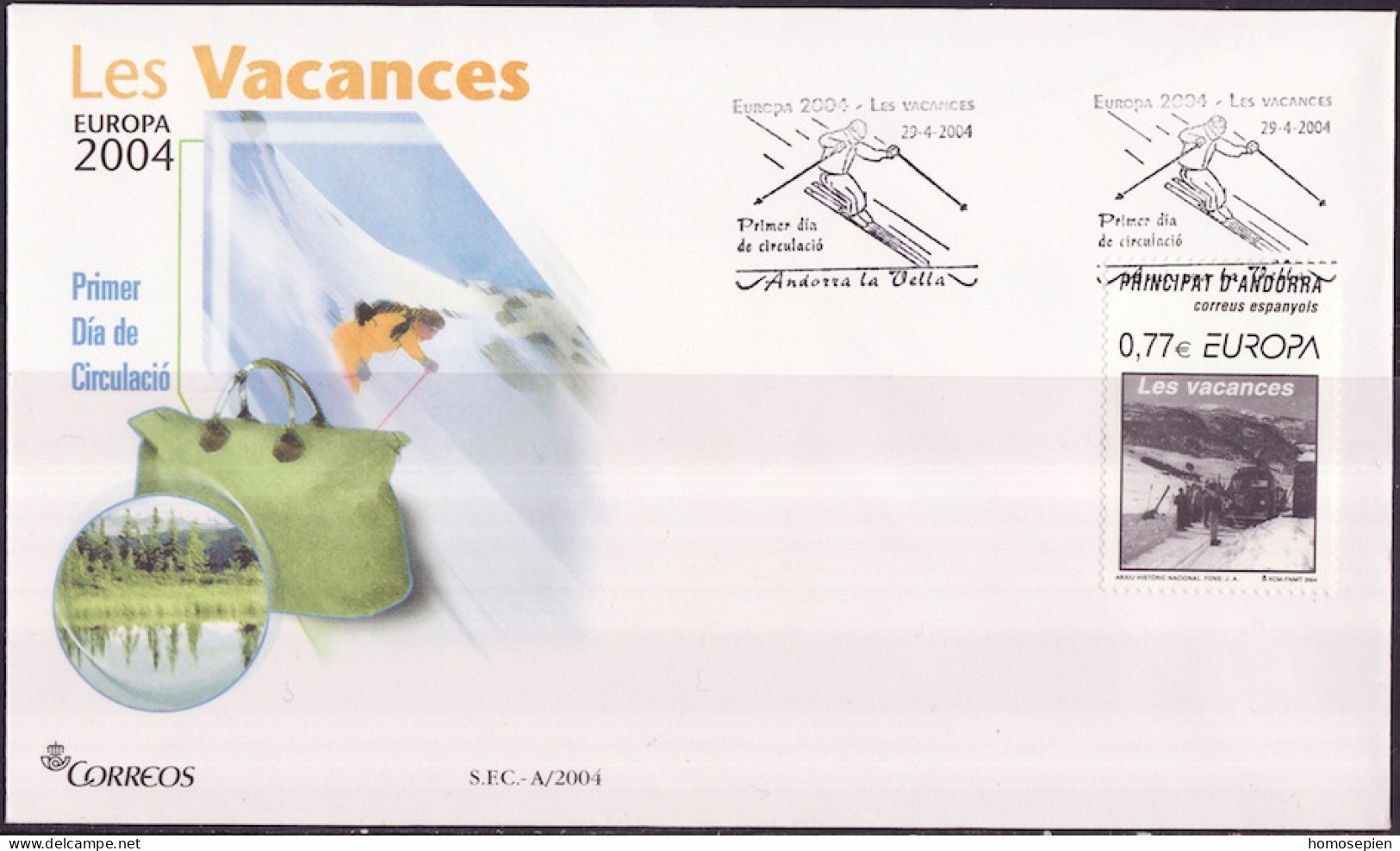 Europa CEPT 2004 Andorre Espagnol - Andorra FDC Y&T N°302 - Michel N°312 - 0,77€ EUROPA - 2004