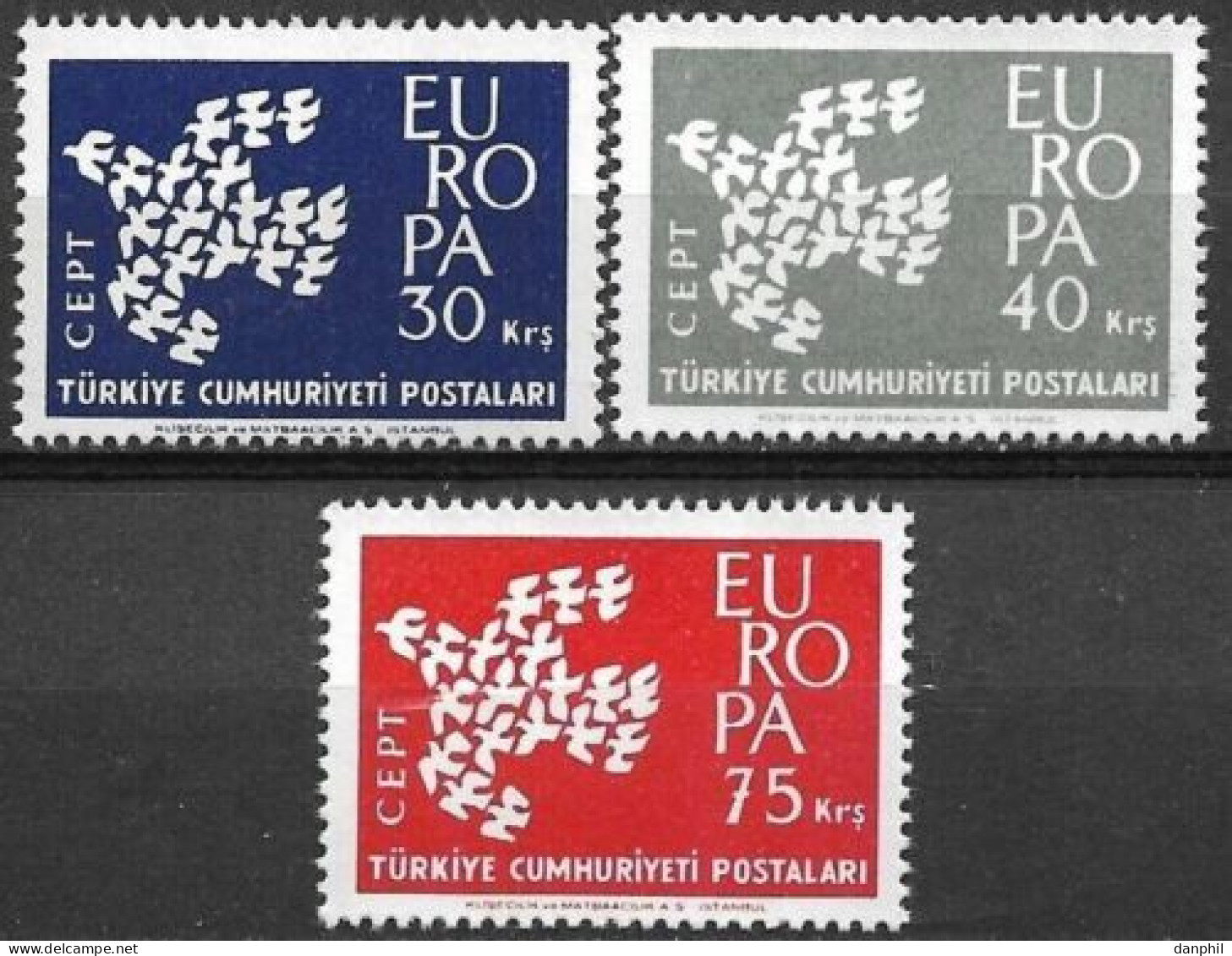 Turkey 1961 Europa CEPT (**)  Mi 1820-22 - M€3,-; Y&T 1599-1601 - €3,- - Unused Stamps