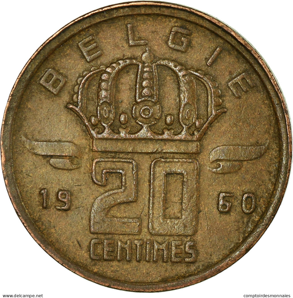 Monnaie, Belgique, 20 Centimes, 1960, TTB, Bronze, KM:147.1 - 20 Cents