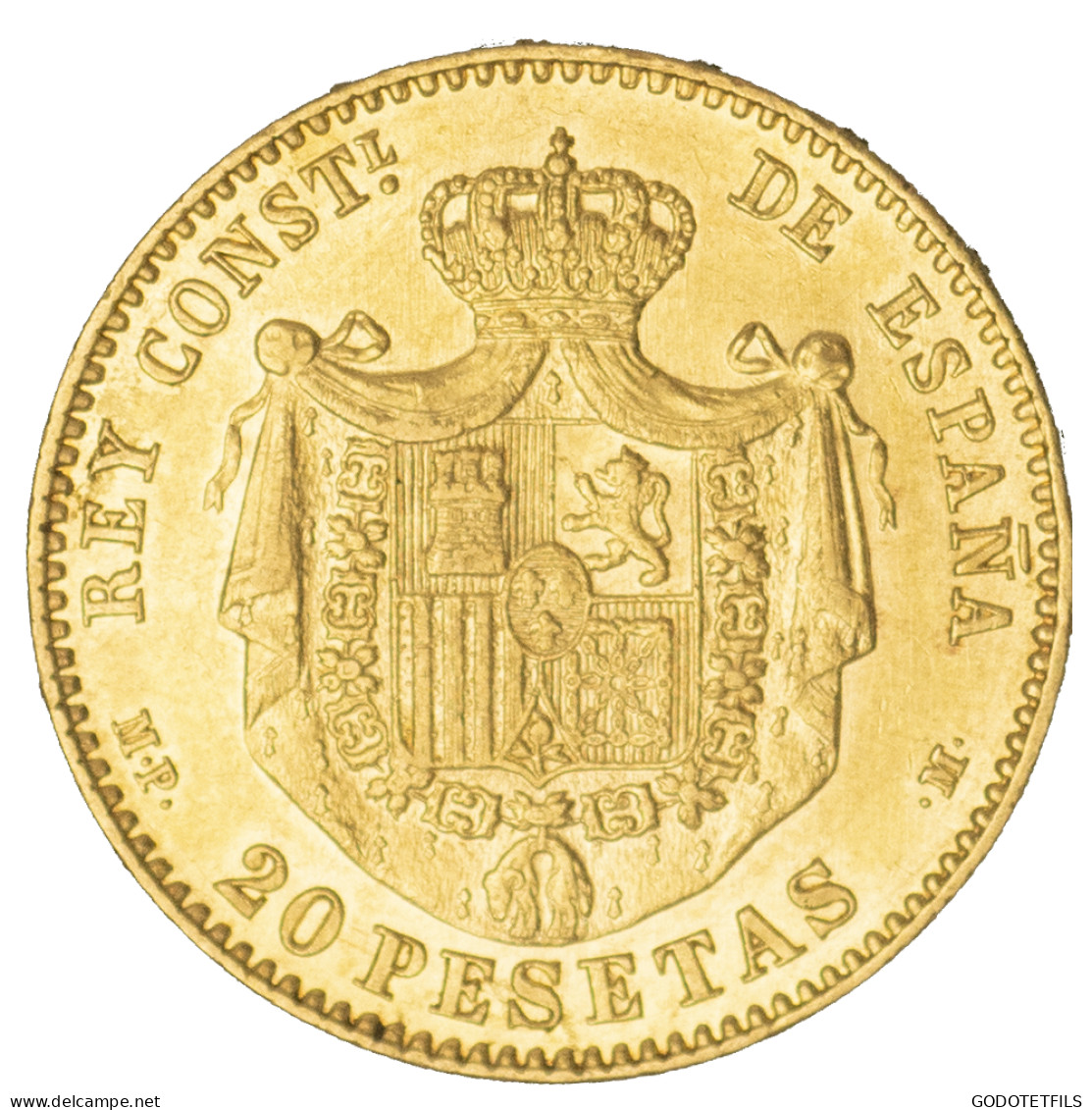 Espagne-Alphonse XIII 20 Pesetas Or 1890 Madrid - Verzamelingen