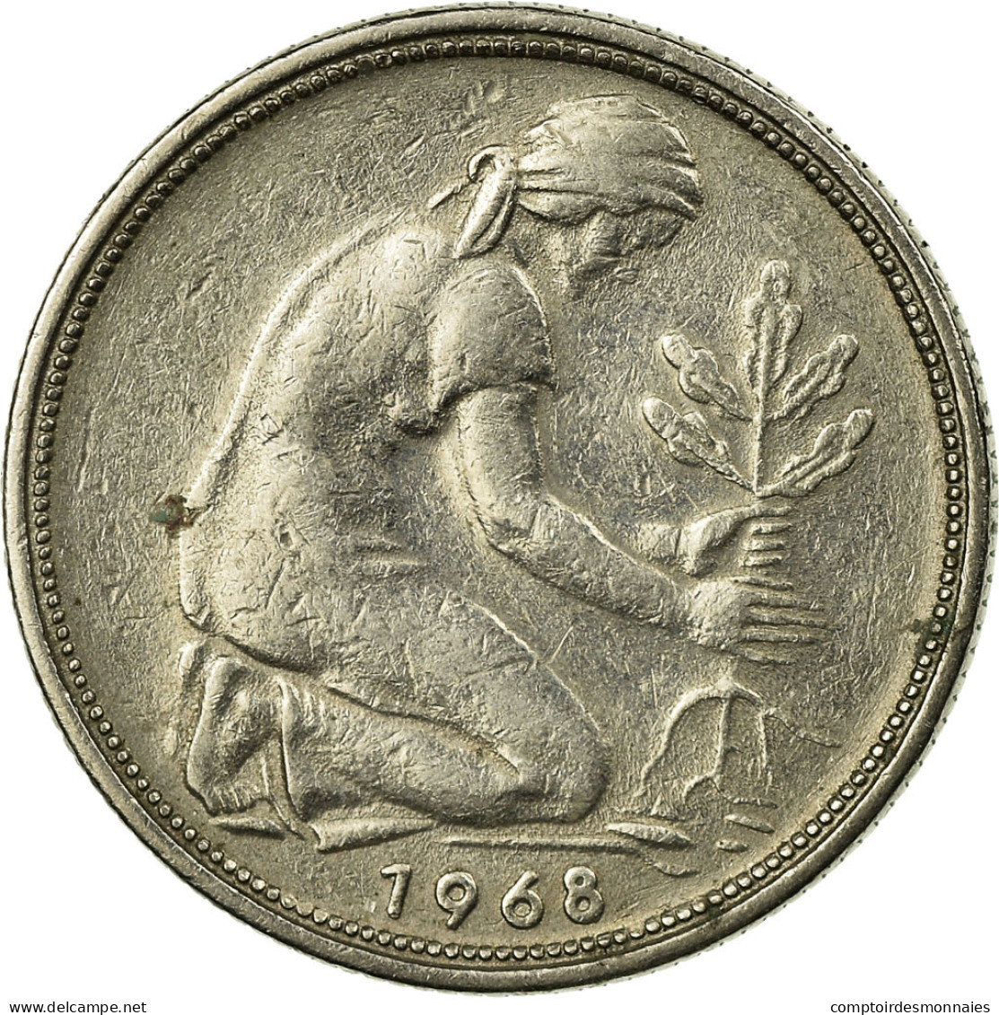 Monnaie, République Fédérale Allemande, 50 Pfennig, 1968, Stuttgart, TTB - 50 Pfennig