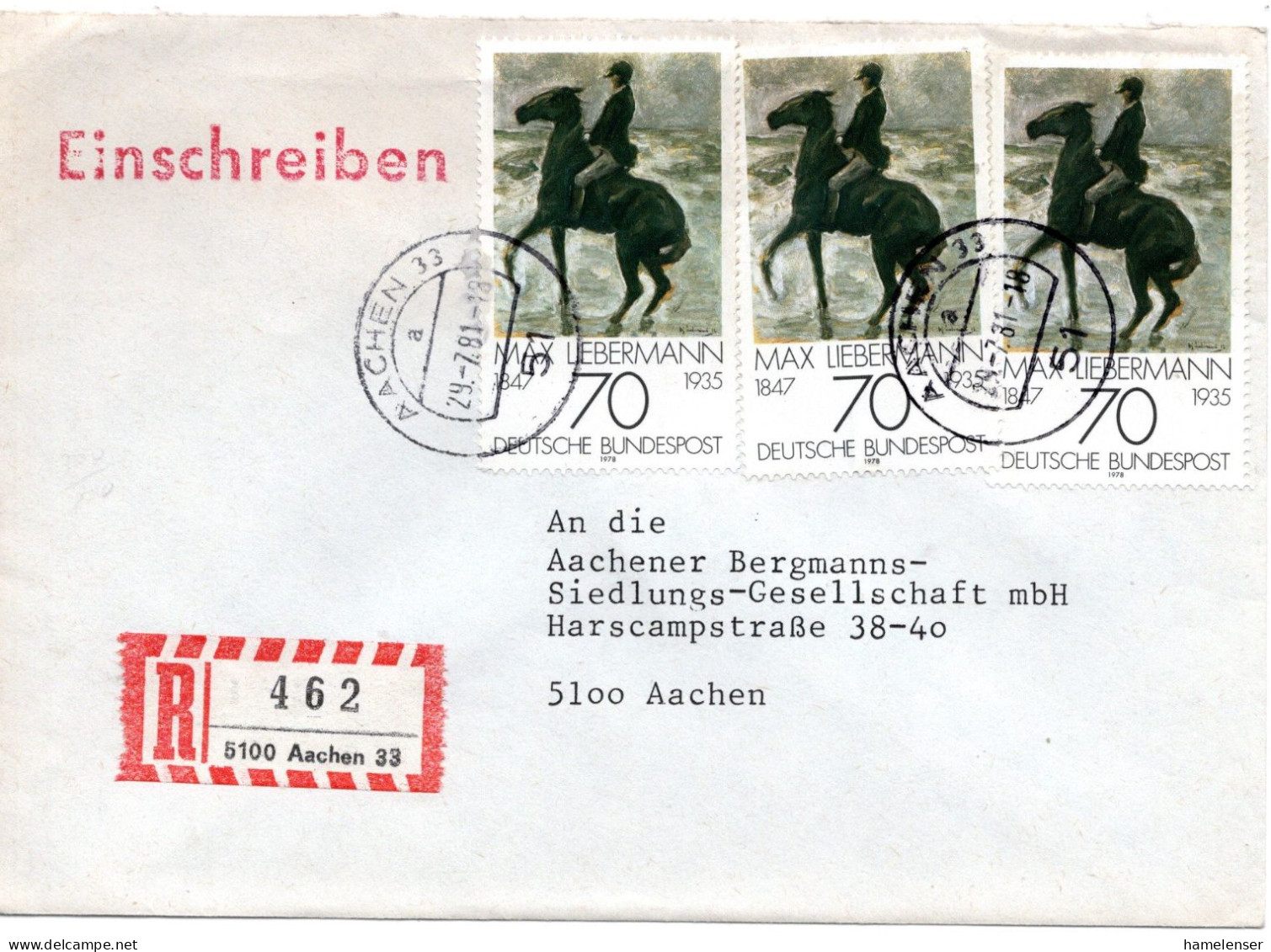 71802 - Bund - 1981 - 3@70Pfg Liebermann A Orts-R-Bf AACHEN - Impressionismus