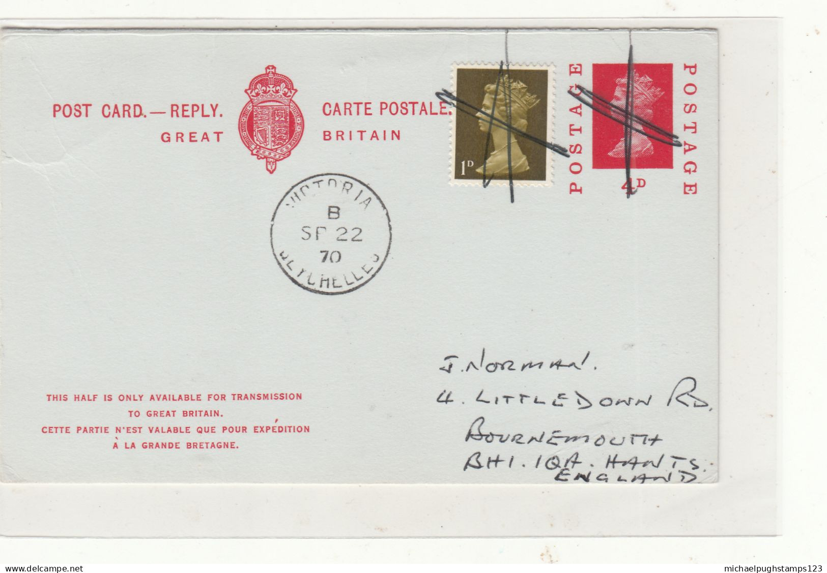 Seychelles / G.B. Stationery Reply Cards - Seychelles (1976-...)