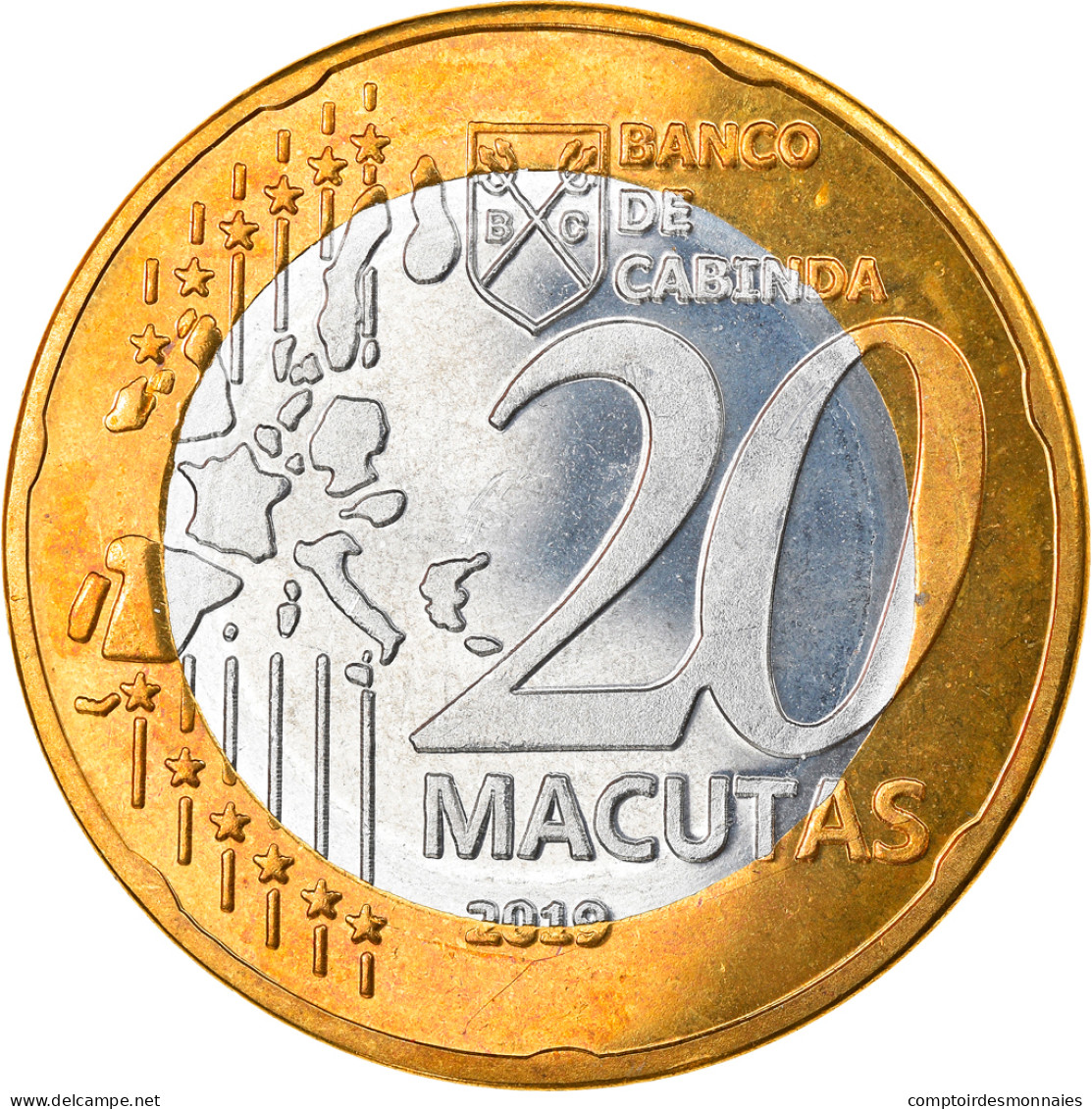 Monnaie, CABINDA, 20th Anniversary, 20 Macutas, 2019, SPL, Bi-Metallic - Angola