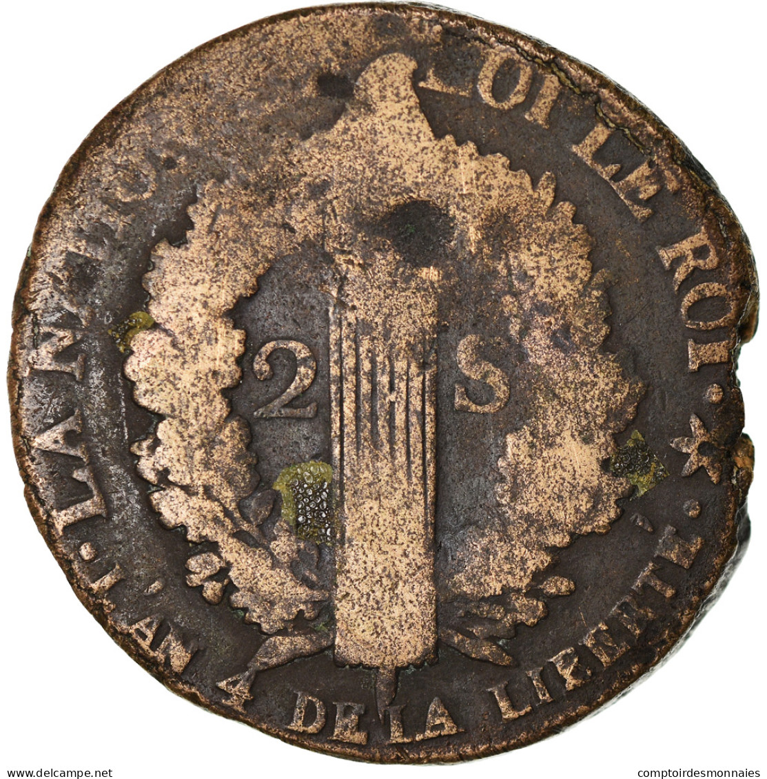 Monnaie, France, Louis XVI, 2 Sols, 1792, Strasbourg, TB, Bronze, Gadoury:24 - Otros & Sin Clasificación