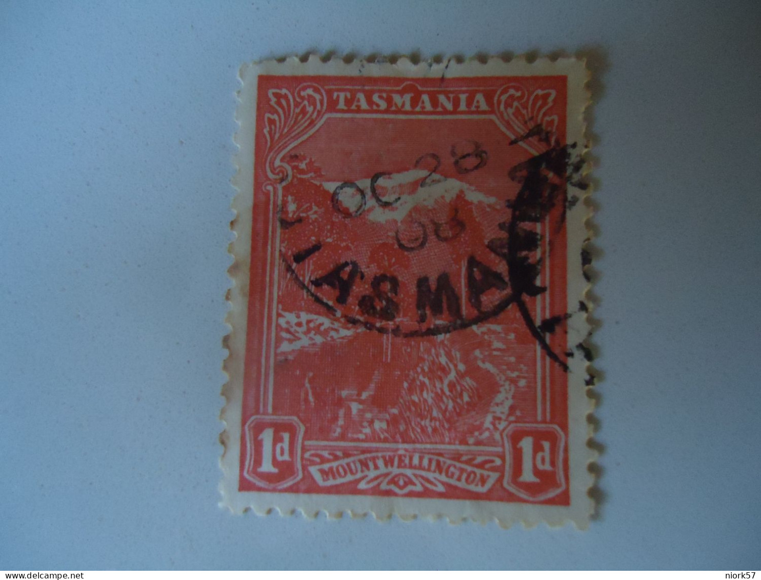 TASMANIA USED STAMPS   WITH POSTMARK  1908  MOUNTAIN - Used Stamps