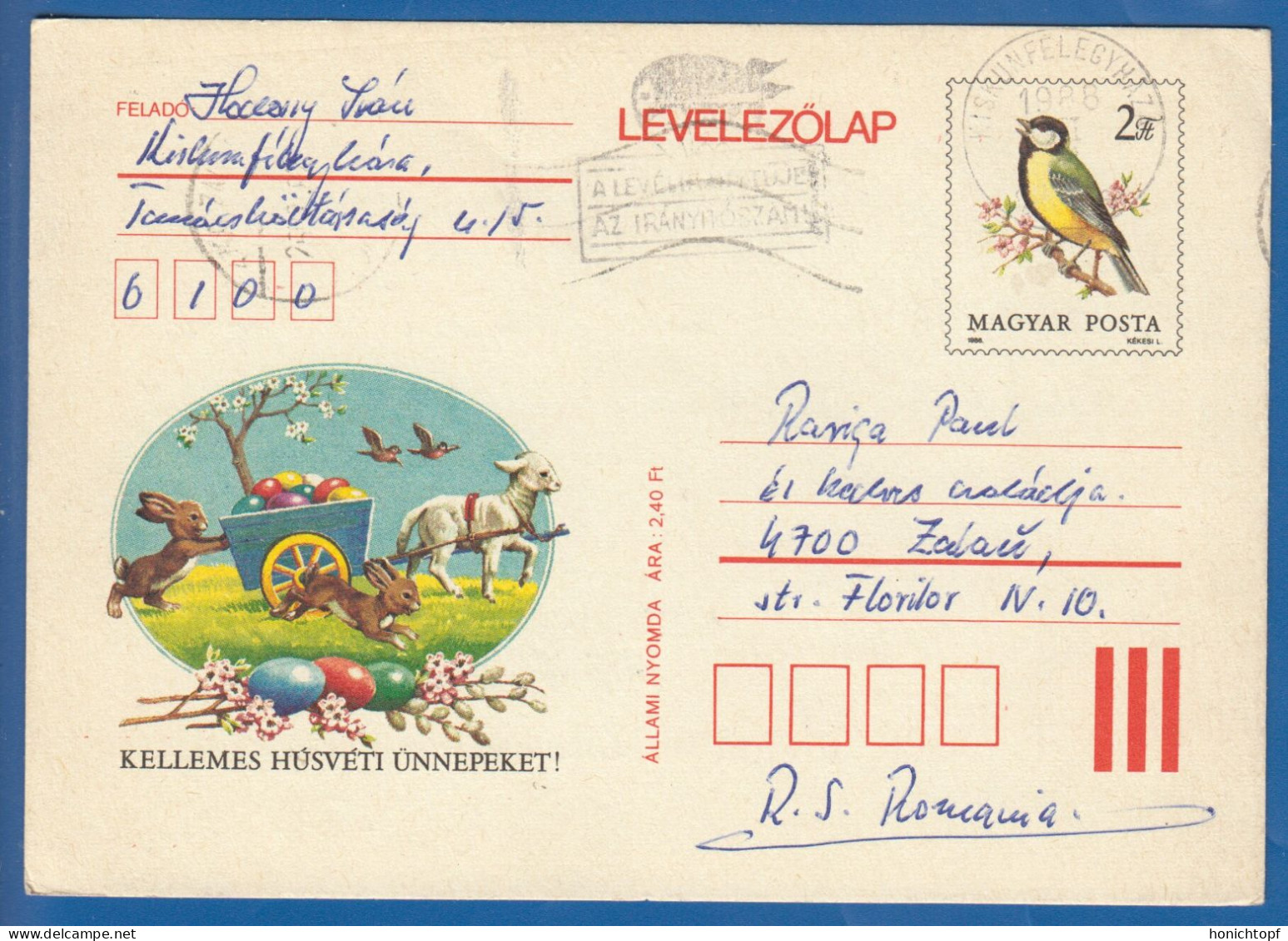 Ungarn; PC Levelezö Lap 2 Ft; Ostern; Vogel; 1988; Bild2 - Easter