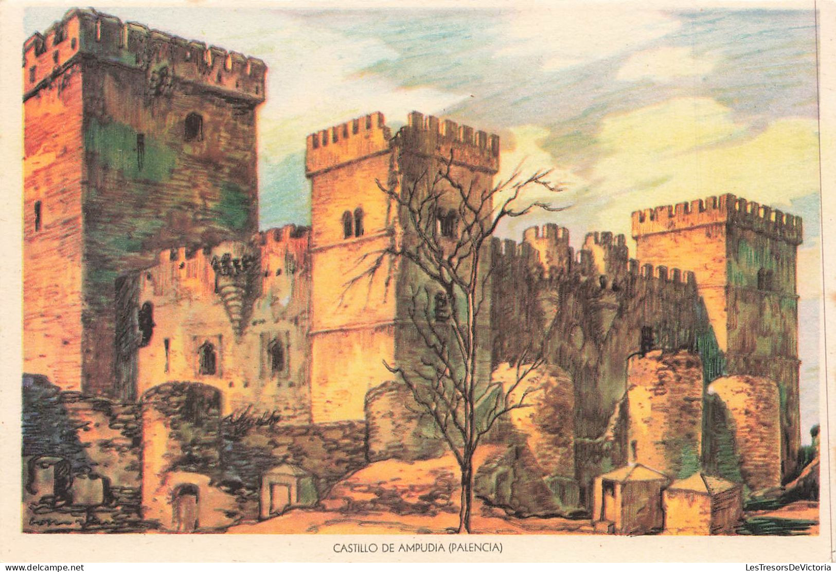 ESPAGNE - Palencia - Castillo De Ampudia - Colorisé - Château - Carte Postale Ancienne - Palencia
