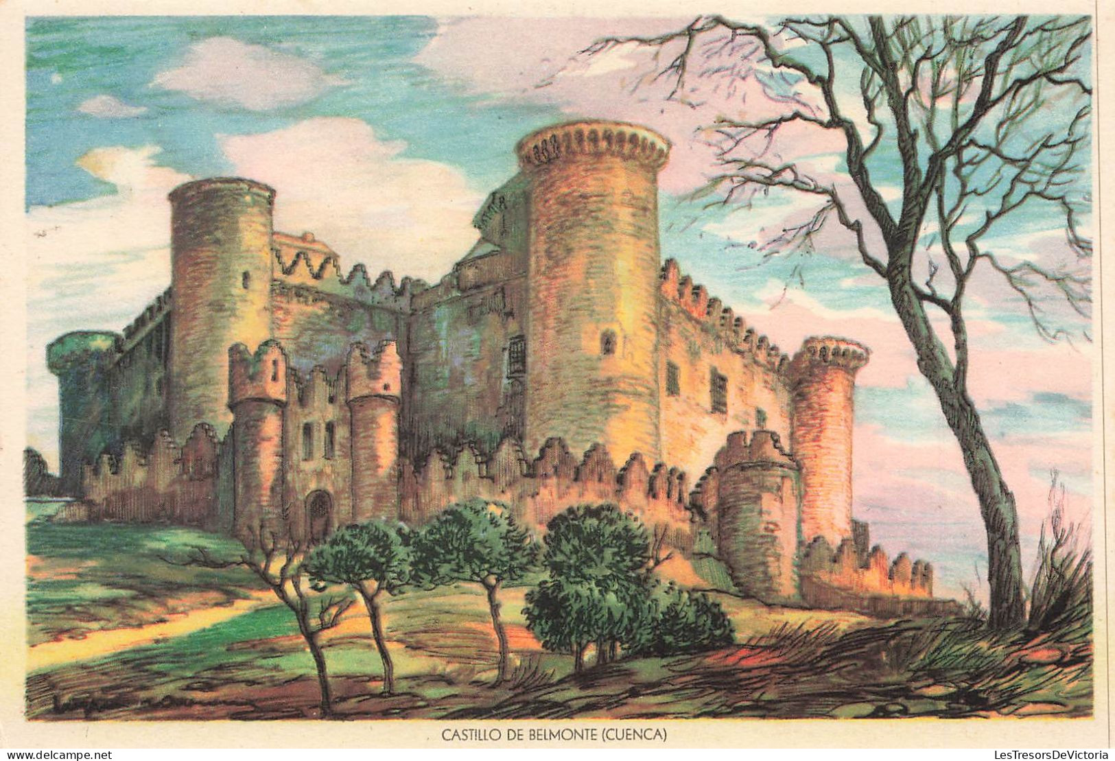 ESPAGNE - Cuenca - Castillo De Belmonte - Colorisé - Château - Carte Postale Ancienne - Cuenca