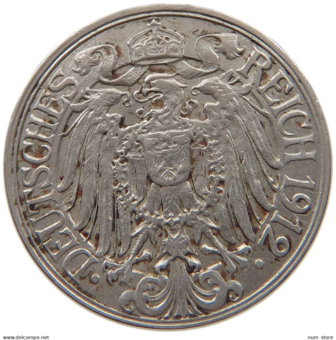 KAISERREICH 25 PFENNIG 1912 D  #s079 0523 - 25 Pfennig