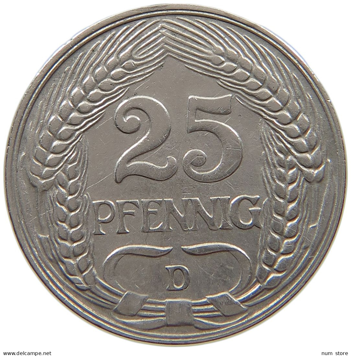 KAISERREICH 25 PFENNIG 1912 D  #c058 0401 - 25 Pfennig