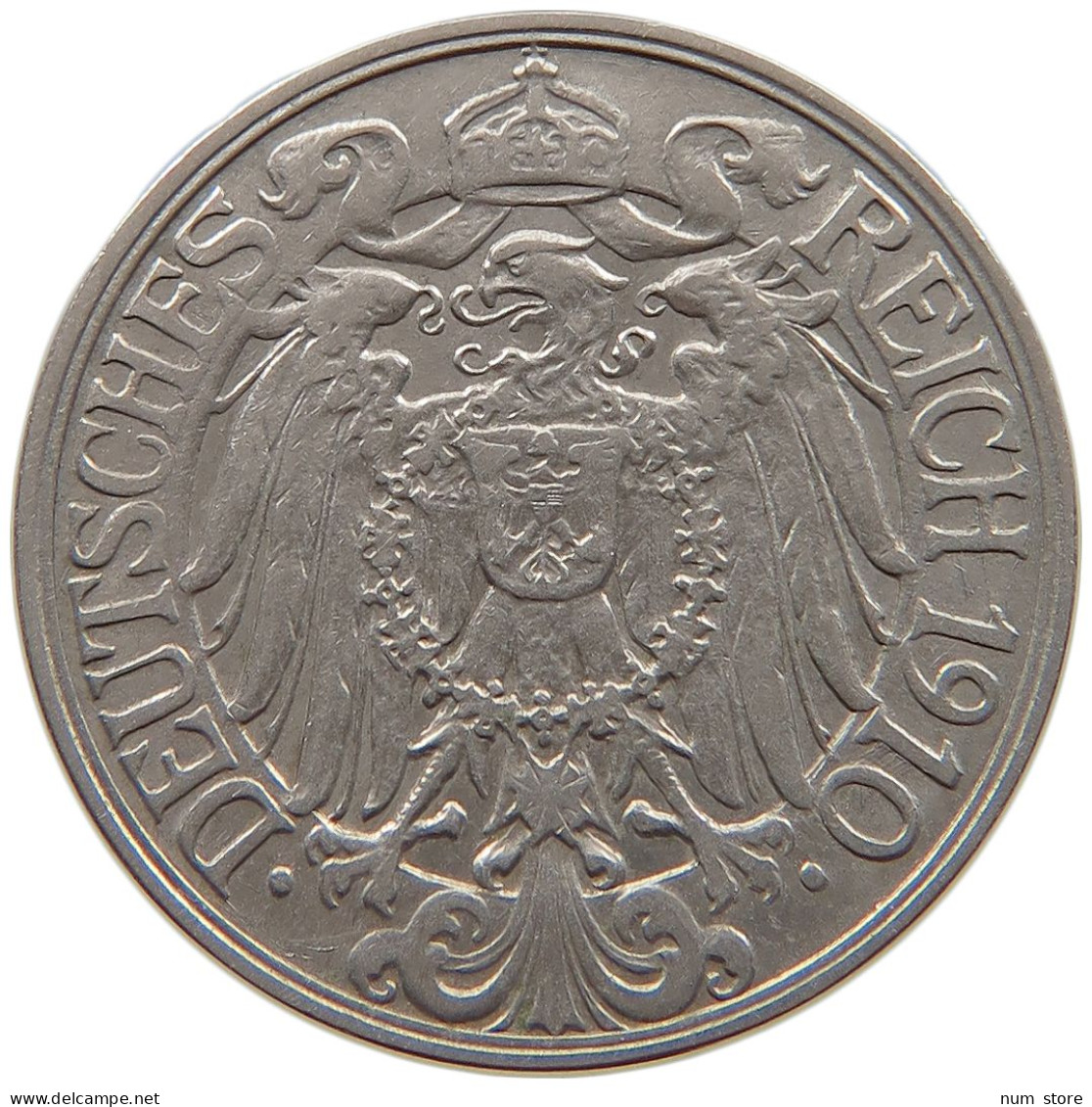 KAISERREICH 25 PFENNIG 1910 F  #a086 0929 - 25 Pfennig