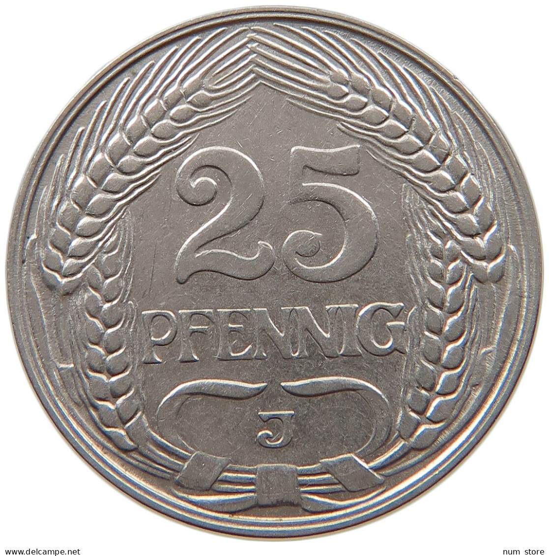 KAISERREICH 25 PFENNIG 1910 J  #c064 0575 - 25 Pfennig