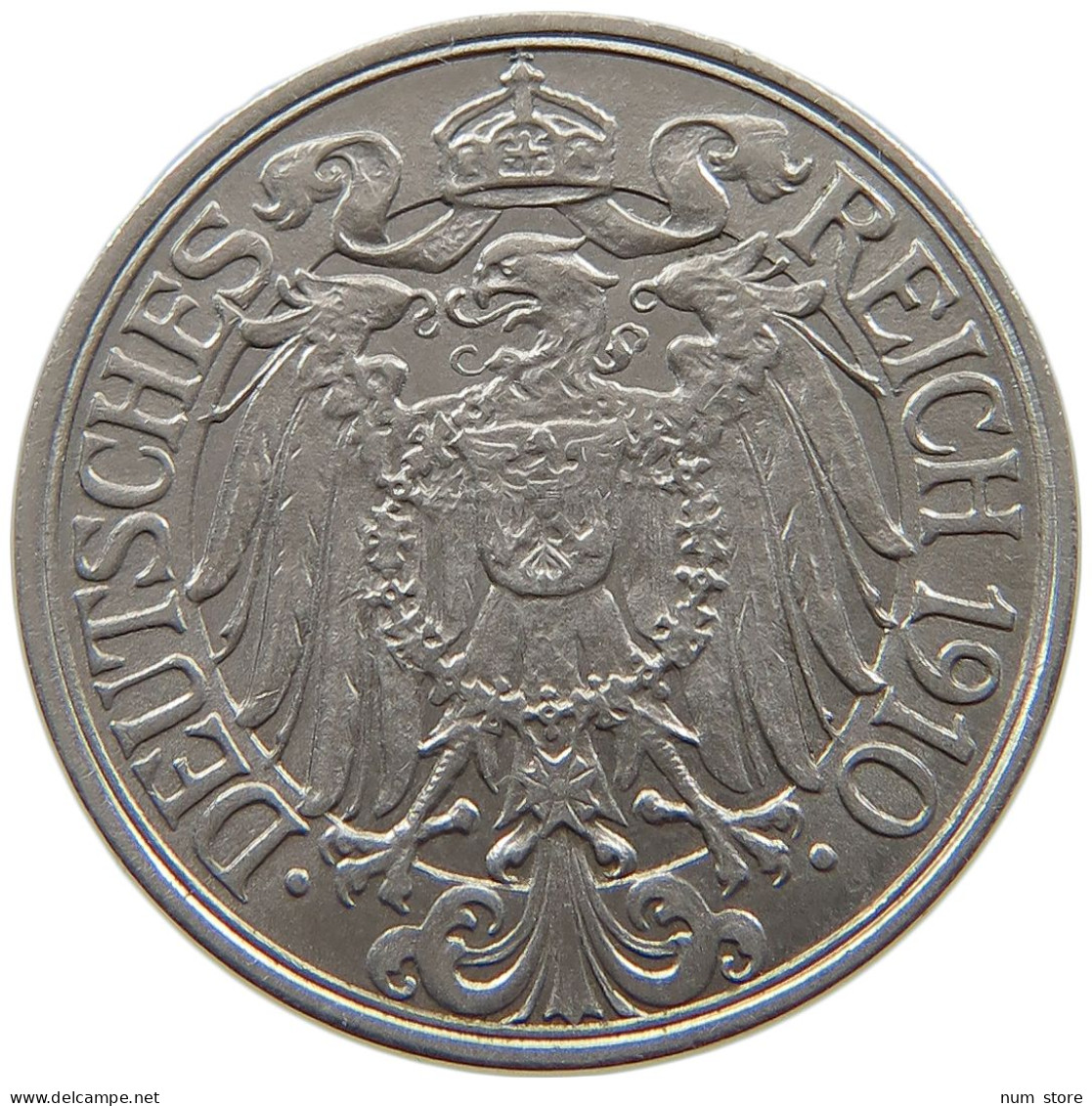 KAISERREICH 25 PFENNIG 1910 J  #a086 0889 - 25 Pfennig