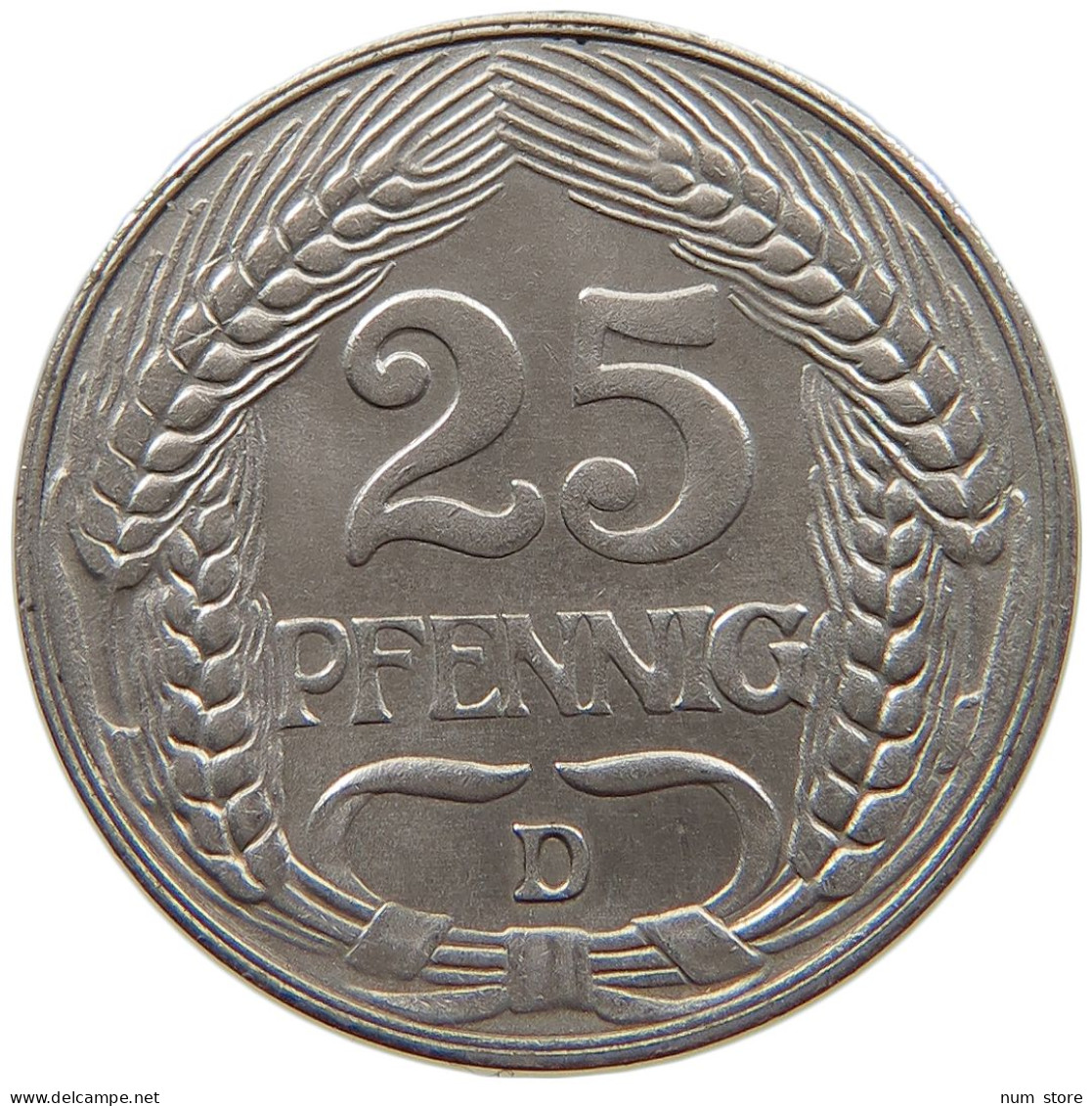 KAISERREICH 25 PFENNIG 1909 D  #a086 0977 - 25 Pfennig