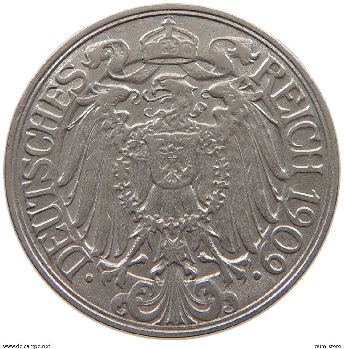 KAISERREICH 25 PFENNIG 1909 D  #a086 0959 - 25 Pfennig