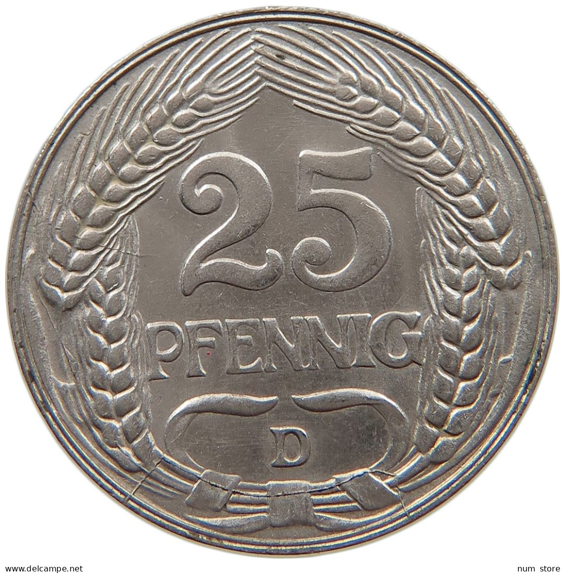 KAISERREICH 25 PFENNIG 1909 D  #a086 0947 - 25 Pfennig