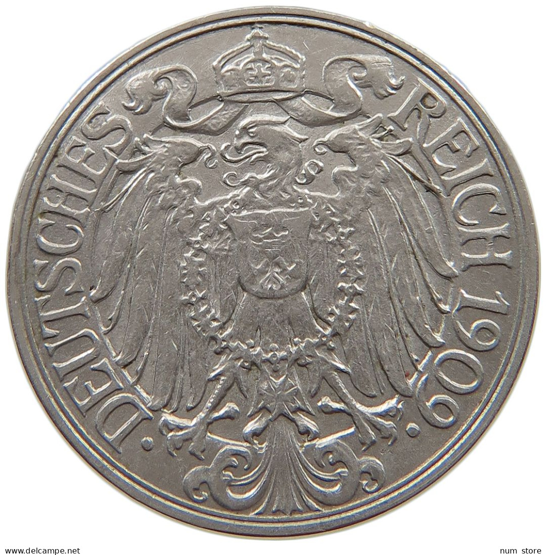 KAISERREICH 25 PFENNIG 1909 D  #a086 0941 - 25 Pfennig