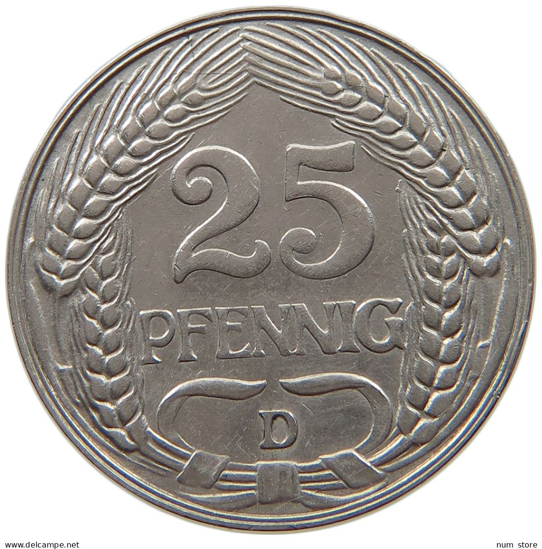 KAISERREICH 25 PFENNIG 1909 D  #a015 0797 - 25 Pfennig