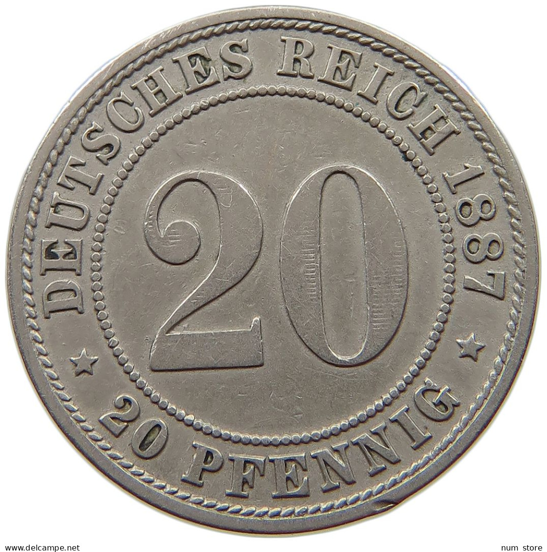 KAISERREICH 20 PFENNIG 1887 A  #s070 0397 - 20 Pfennig