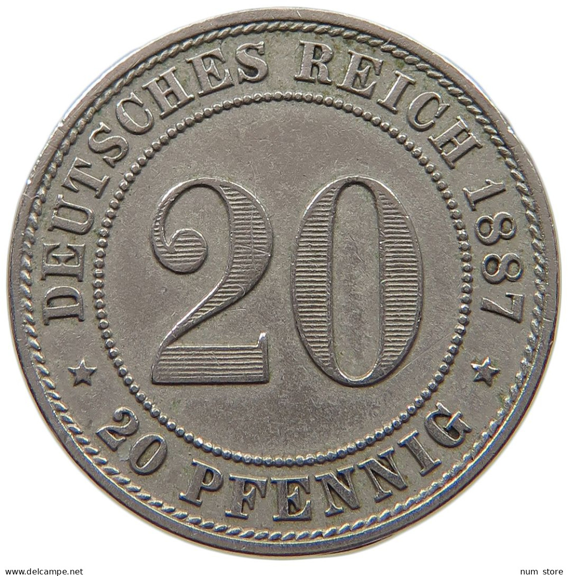 KAISERREICH 20 PFENNIG 1887 A  #a046 0075 - 20 Pfennig