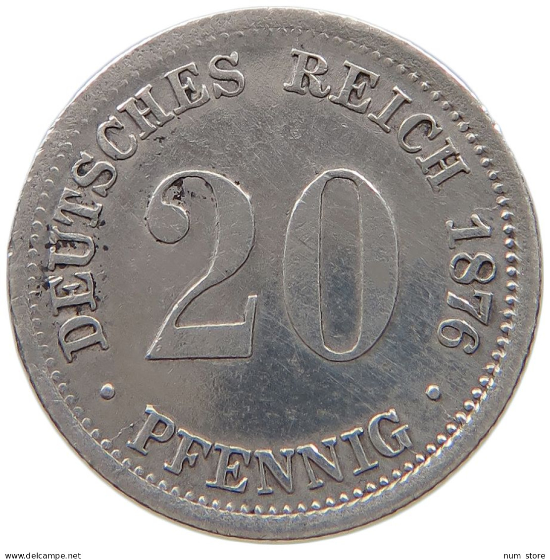 KAISERREICH 20 PFENNIG 1876 F  #t157 0729 - 20 Pfennig