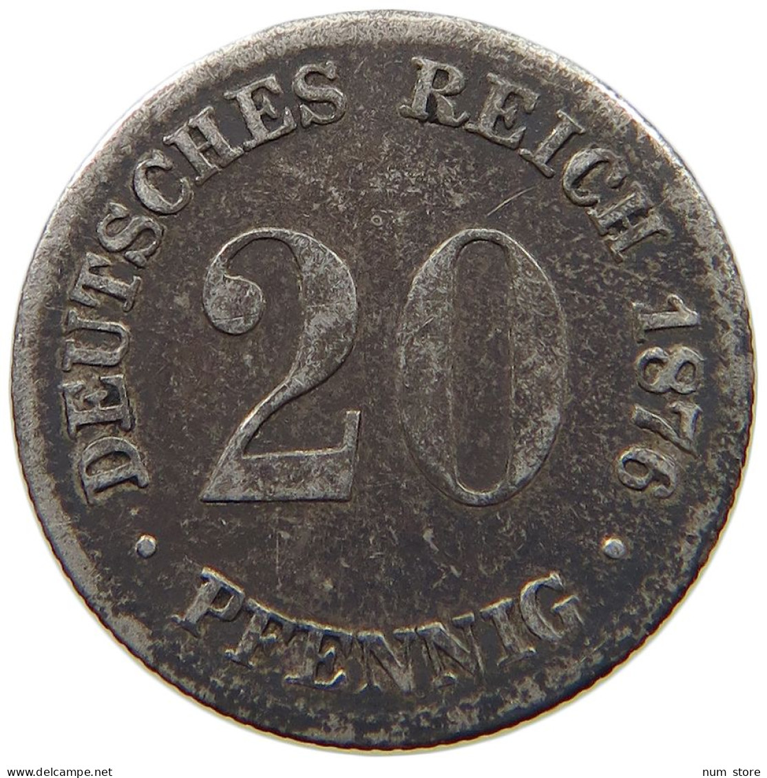 KAISERREICH 20 PFENNIG 1876 E  #s035 0413 - 20 Pfennig